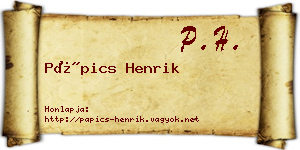 Pápics Henrik névjegykártya